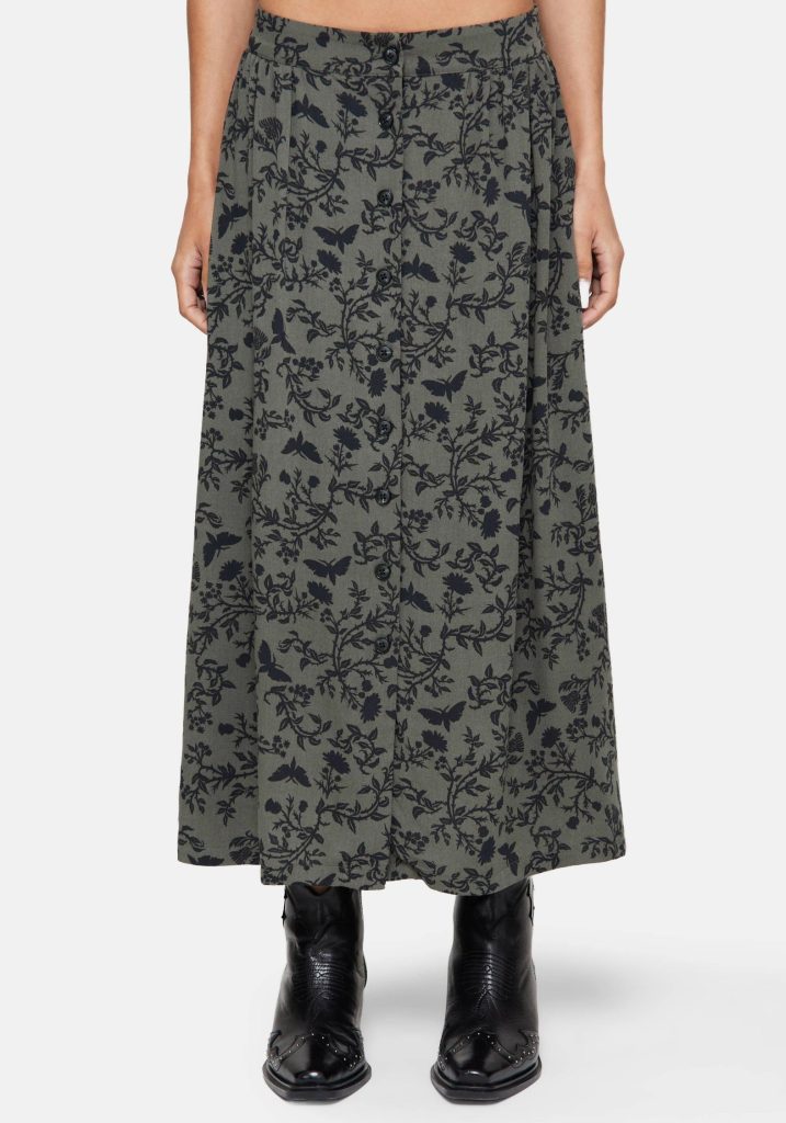 Morgana Button Up Midi Skirt - Green