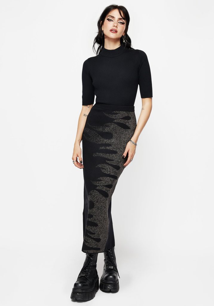 Kenna Flame Lurex Knit Maxi Skirt