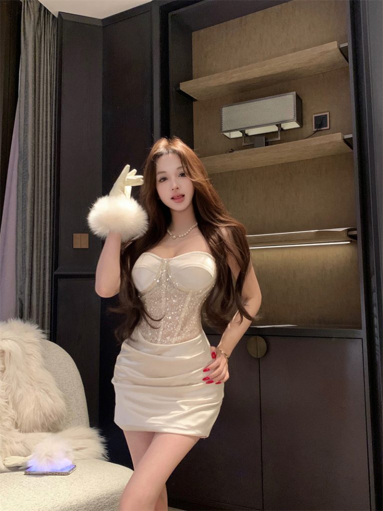 French Style Strapless Bodycon Mini Dress for Women - New Sleeveless High Waist Party Dress