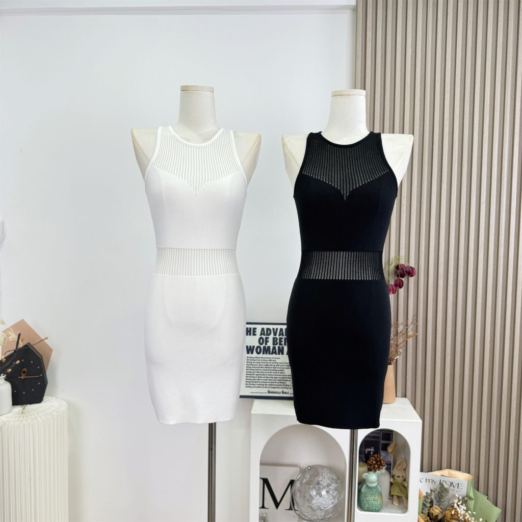 FAY Sexy Sheer Knit Bodycon Mini Dress