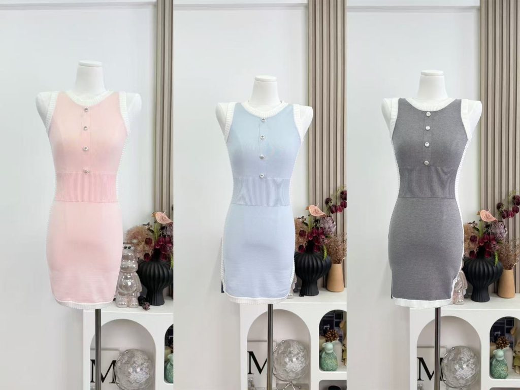 Korean Style Color Block Knit Tank Dress - Women's Summer Pullover