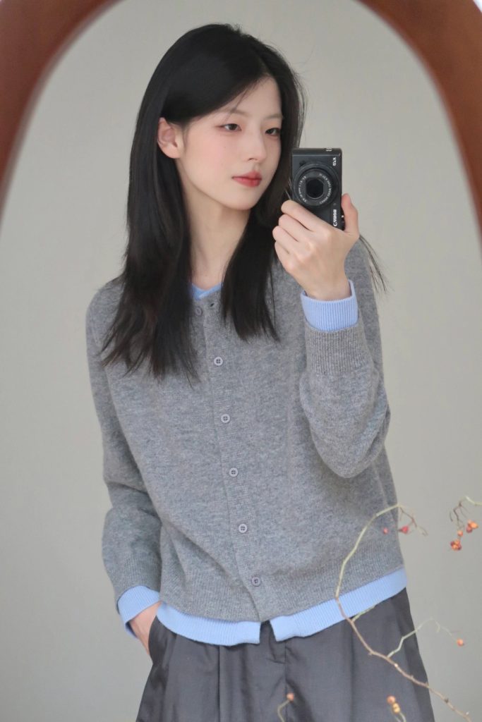 Women's Color-Block Faux-Layer Knit Cardigan Slimming Casual Fall Outerwear