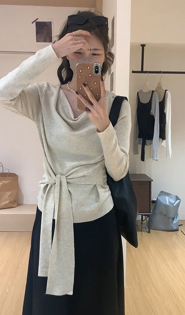 New Autumn French Style Lace-Up Waist Slimming Top for Women - Style a8f83c