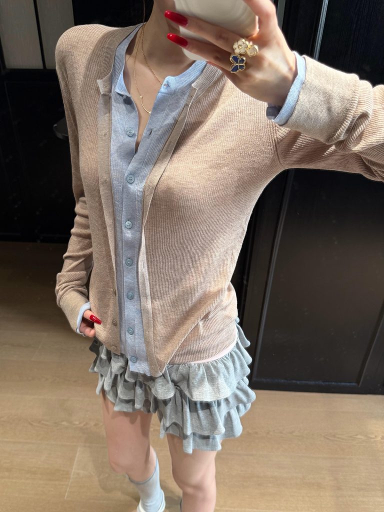 Women's Layered Look Color-Block Knit Cardigan Top